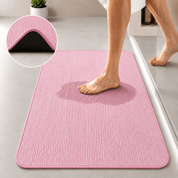 Bath Mat,Ultra Thin Bathroom Rugs,Rubber Bath Mats for Bathroom,No Slip Bath Rugs,Quick Dry,Machine Washable,Low Pile,Absorbent,Shower Outside,Sink,Home Decor Accessories.Beige,