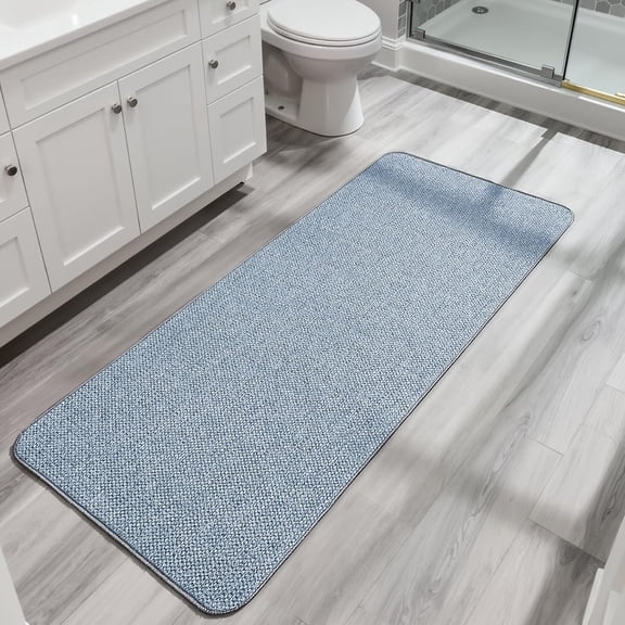 Bath Mat,Ultra Thin Bathroom Runner Rugs,Large Bath Mats for Bathroom,Quick Dry,Non-Slip,Machine Washable,Low Pile,Bath Rug,Shower Outside,Sink,Home Decor Accessories.Blue,3'x4'(36x48inch)