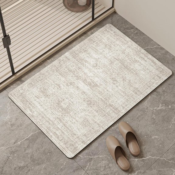 Bath Mat Ultra Thin Beige/Brown, 20"x32"