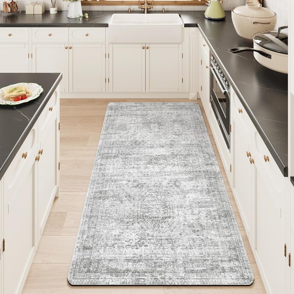 Bath Mat Ultra Thin Grey/Cream, 24"x48" | -Non-Slip,Quick Dry,Absorbent Bathroom Rug Suit For Tile floors,Easy Care Shower Rug in Front of Bathtub,Sink,Shower
