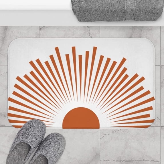 Bath Mat Vintage Style Sunrays Floor Plush Mats Bathmat Decor Small Area Rug Carpet Doormat Floor Rug Bathroom Rug Non-Slip Water Absorption Home Decor 32 x20 Inch
