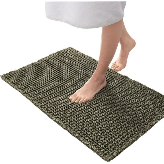 Bath Mat Waffle, Upgraded Waffle Runner Rug, Waffle Bath Mat, Waffle Knit Bath Mat, Machine Washable Waffle Bath Mat, Waffle Bath Mat Runner (Green,2' x 6' /61 * 183cm)