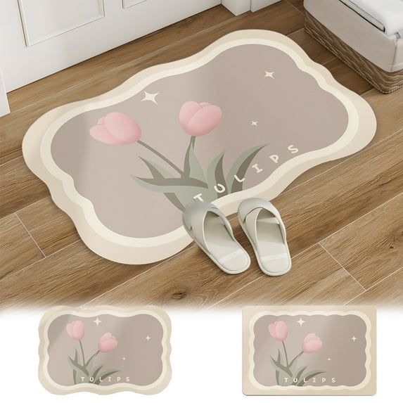 Bath Mat Washable Rug Diatomite Floor Mat 15.74x23.62 in Household Bathroom Absorbent Door Mat Bathroom Diatomite Foot Mat Non Slip Floor Mat Absorbent Drying Mat for Floor,Tub & Shower