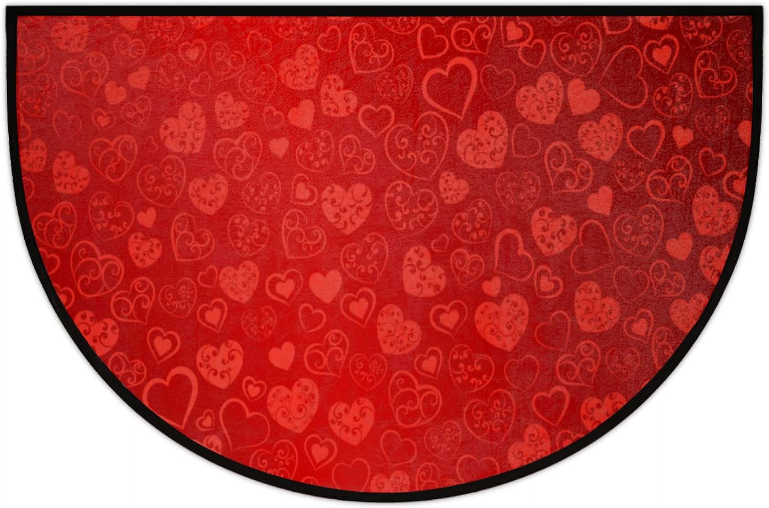 Bath Mat Mats for Front Door Entry Valentine's Day Heart Half