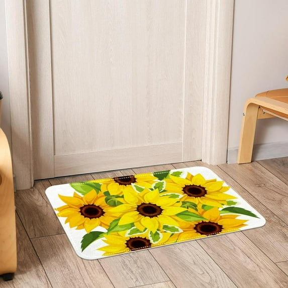 Bath Mat Yellow Sunflowers Pattern Indoor Outdoor Entrance Door Mat Non-Slip Bath Rug Bathmat Decor Small Area Rug Carpet Kitchen Door Mats Floor Mats Home Decor 30 x18 Inch