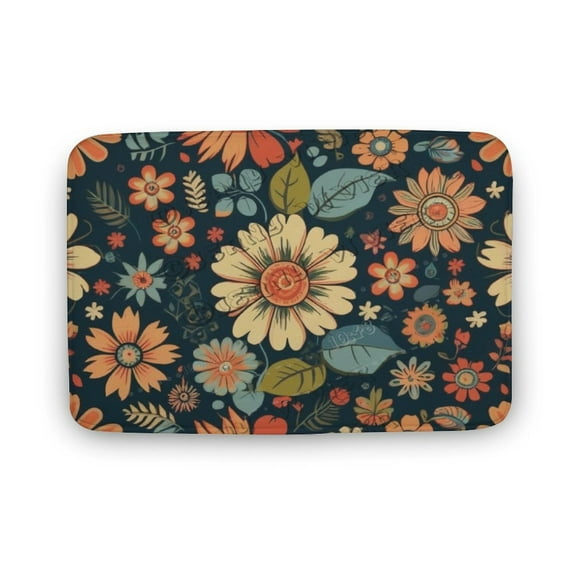 Bath Mat for Bathroom, 15.7"x23.6", Flower Print, Bathroom Mats Rugs No Slip, Washable Cover Floor Rug
