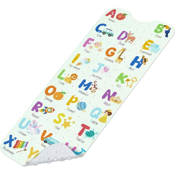 Bath Mat for Tub, Non Slip  Bath Shower Mat, 40 X 16 Inch Large Bathtub Mat with Drain Holes and Suction Cups for , Machine Washable and  (Alphabet)