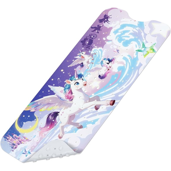 Bath Mat for Tub, Non Slip Bath Shower Mat, 40 X 16 Inch Large Bathtub Mat with Drain Holes and Suction Cups for , Machine Washable and (Unicorn)