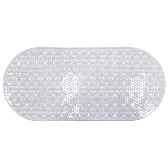 Bath Mat for Tub Non Slip,Oval Large Bath Mats with Suction Cups and Drain Holes, Machine Washable Shower Mat for Bathroom, 34.72"x15.75" Clear