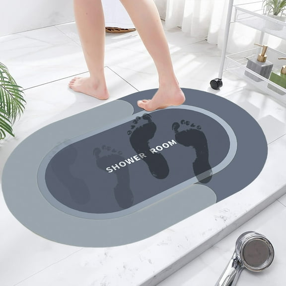 Bath Mats 16 x 24 Inch, Rubber Anti Slip Quick Drying Absorbent Bathroom Rug, Shower Room Rugs for in Front of Bathtub, Sink, Waterproof Anti Slip Floor Cushion Mat