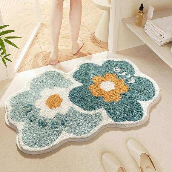 Bath Mats for Bathroom 15.74×23.62"- Non Slip Bathroom Rugs Cute Bath Mat Floral Bathroom Rugs Fluffy Bath Rug Water Aabsorbent Small Bathroom Rug Quick Dry Bath Mat for Tub Floor Shower