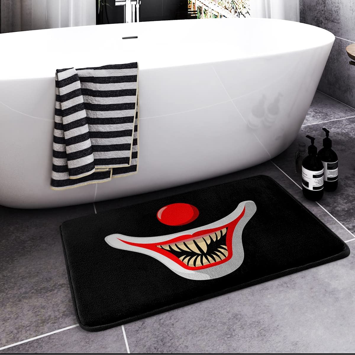 Clown Rug Bath Mats for Bathroom,Bathroom Mats Rugs No Silp,Black Clown Washable ...