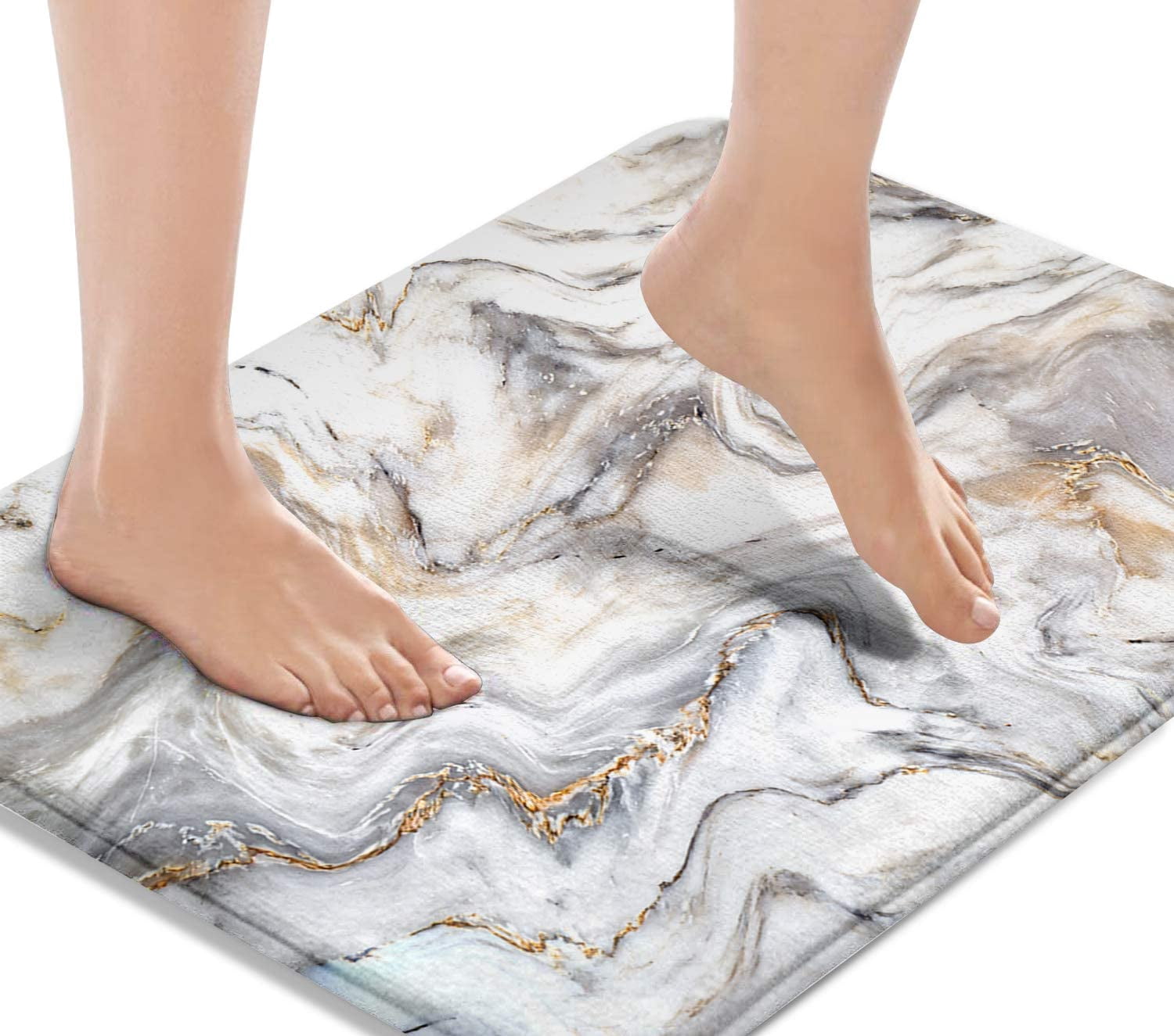 Bath Mats for Bathroom, Bathroom Mats Rugs No Silp,Platinum Marble ...