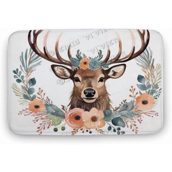 Bath Mats for Bathroom, Bathroom Mats Rugs No Slip, Funny Animal Moose Washable Cover Floor Rug Carpets Floor Mat Bathroom Decorations for Kitchen Bedroom Indoor 20"x32"