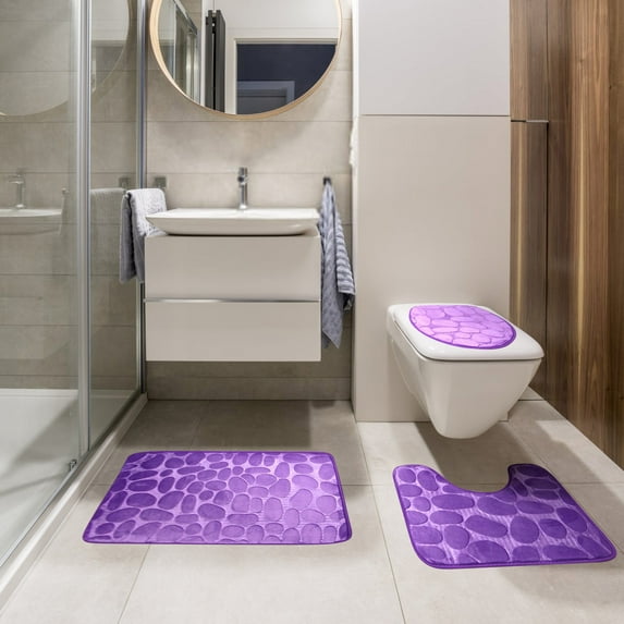 Bath Mats for Bathroom - Bathroom Rugs Memory Foam Bath Mat Set 3 Pcs Bathroom Rugs Set Toilet Mats Soft Comfortable Water Absorption Nonslip Thick Machine Wash