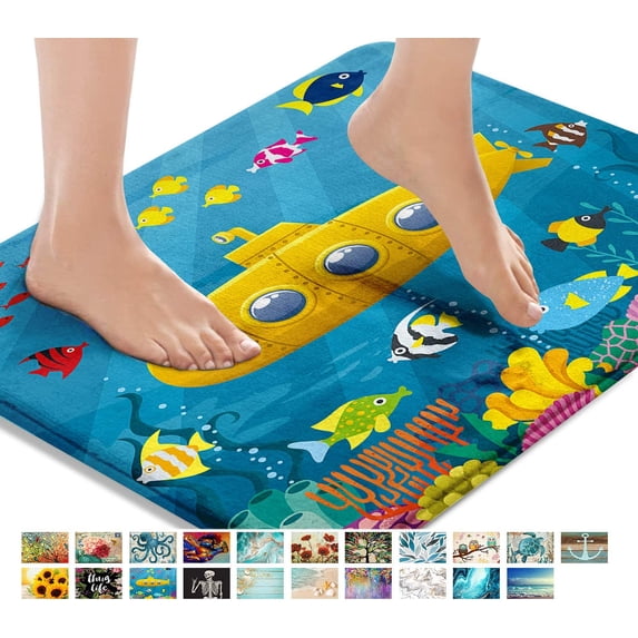 Bath Mats for Bathroom, Bathroom Mats Rugs No Silp, Washable Cover Floor Rug Carpets Floor Mat Bathroom Decorations 18x30 Inches for Kitchen Bedroom Indoor