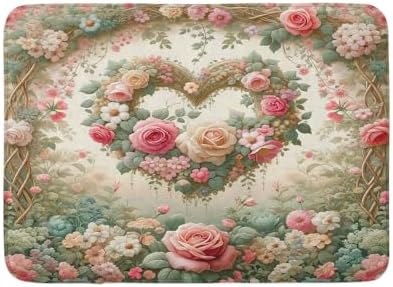 Bath Mats for Bathroom Floral Heart Bath Mat, Tenderness of Romantic ...