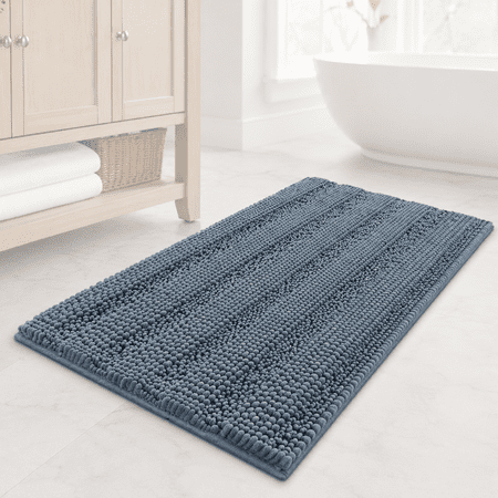 PrimeBeau Microfiber Non Slip Mat Anti-Slip Bath Mat, 20 x 32 Inch, Stone Blue