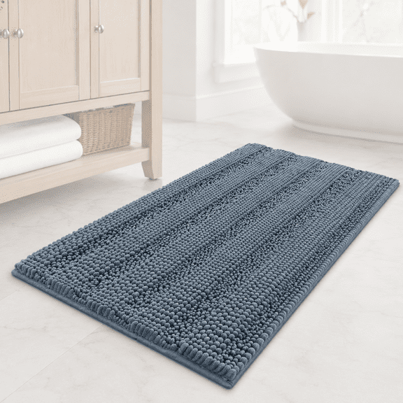 PrimeBeau Microfiber Non Slip Mat Anti-Slip Bath Mat, 20 x 32 Inch, Stone Blue