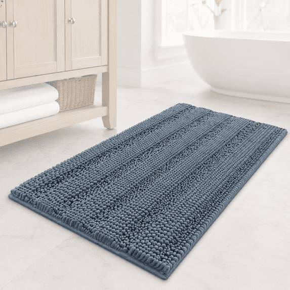PrimeBeau Microfiber Non Slip Mat Anti-Slip Bath Mat, 20 x 32 Inch, Stone Blue