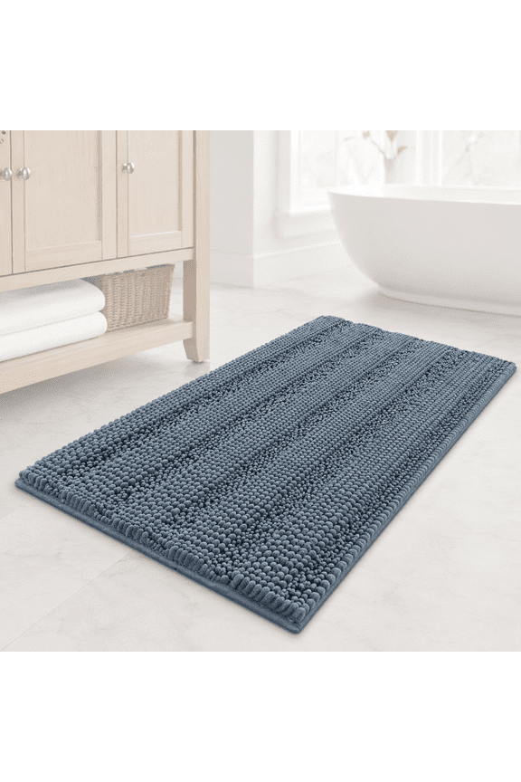 Microfiber Non Slip Mat Anti-Slip Bath Mat, 20 x 32 Inch, Stone Blue