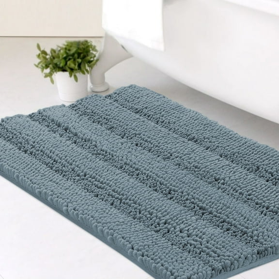 PrimeBeau Microfiber Non Slip Mat Anti-Slip Bath Mat, 20 x 32 Inch, Stone Blue