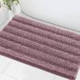 thumbnail image 1 of Bath Mats for Bathroom Non Slip Extra Thick Chenille Striped Bath Rug 24" x 36" Absorbent Non Skid Fluffy Soft Shaggy Rugs Washable Plush Mats for Indoor, Bath Room, Tub - Mauve/Rose, 1 of 6
