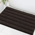 thumbnail image 1 of Bath Mats for Bathroom Non Slip Extra Thick Chenille Striped Bath Rug 24" x 36" Absorbent Non Skid Fluffy Soft Shaggy Rugs Washable Plush Mats for Indoor, Bath Room, Tub - Chocolate, 1 of 6