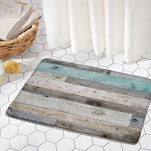 Funny Bathroom Tin Signs - Set Of 2 Rustic Farmhouse Metal Wall Decor (12x8 Inches, Teal Blue) - View #5
