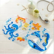 Bath Mats for Tub Kids,Baby Toddler Cartoon Non-Slip Bathroom Bathtub Anti-Slip Shower Mats for Floor 15x27,Machine Washable Bathroom Mats (Blue Octopus)
