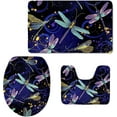 thumbnail image 1 of Bath Mats for Bathroom Non Slip Flannel Bathroom Mat Dragonfly Design Carpet Toilet Cover Rug Carpet 3 Piece Set, 1 of 5