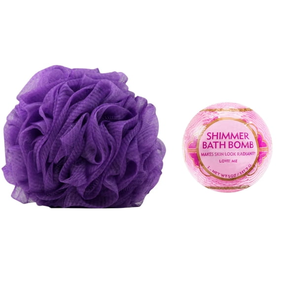 Bath Mini Spa Set of Bath Bomb and Bath Pouf, Shower Spong, Lufa, Gift Set