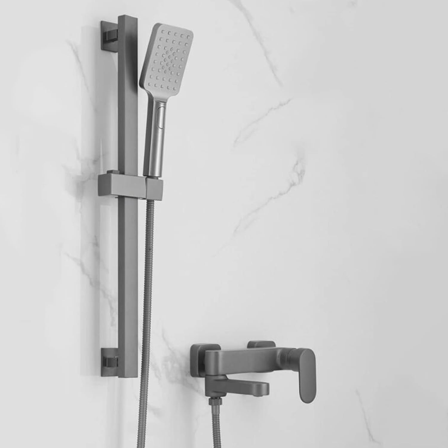 Bath Mixer Faucets with Shower Brass Hot and Cold Water Bathroom Bathtub Shower Set Gray