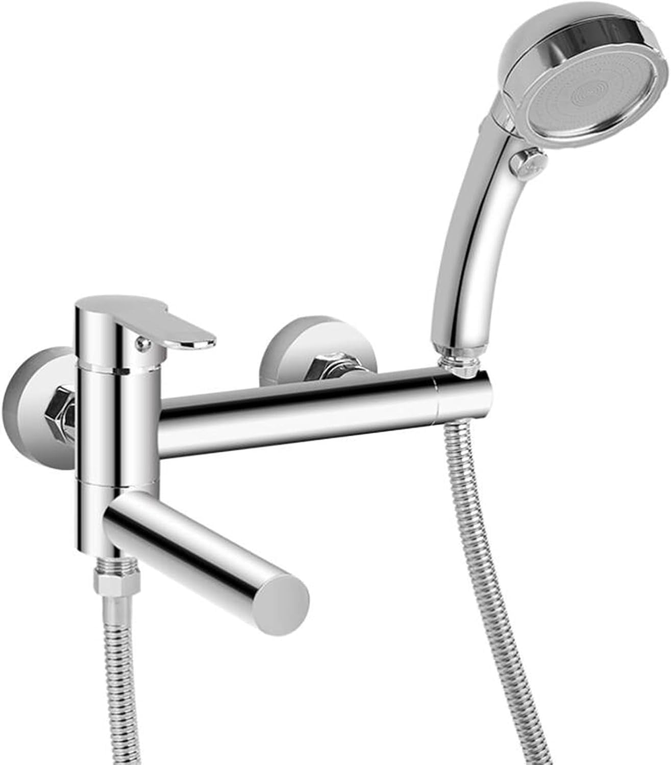Bath Mixer Tap with Shower Attachment Bathtub Faucet Wall Mounted Brass