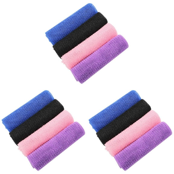 Bath Net Nylon Long Scrub Towel Exfoliate 4 Package Blue Black And 2PCS Korean Exfoliating Mitten Sponge Bath for Adults Stick Korean Exfoliating Reusable Long Handled Sponge for Bathing after