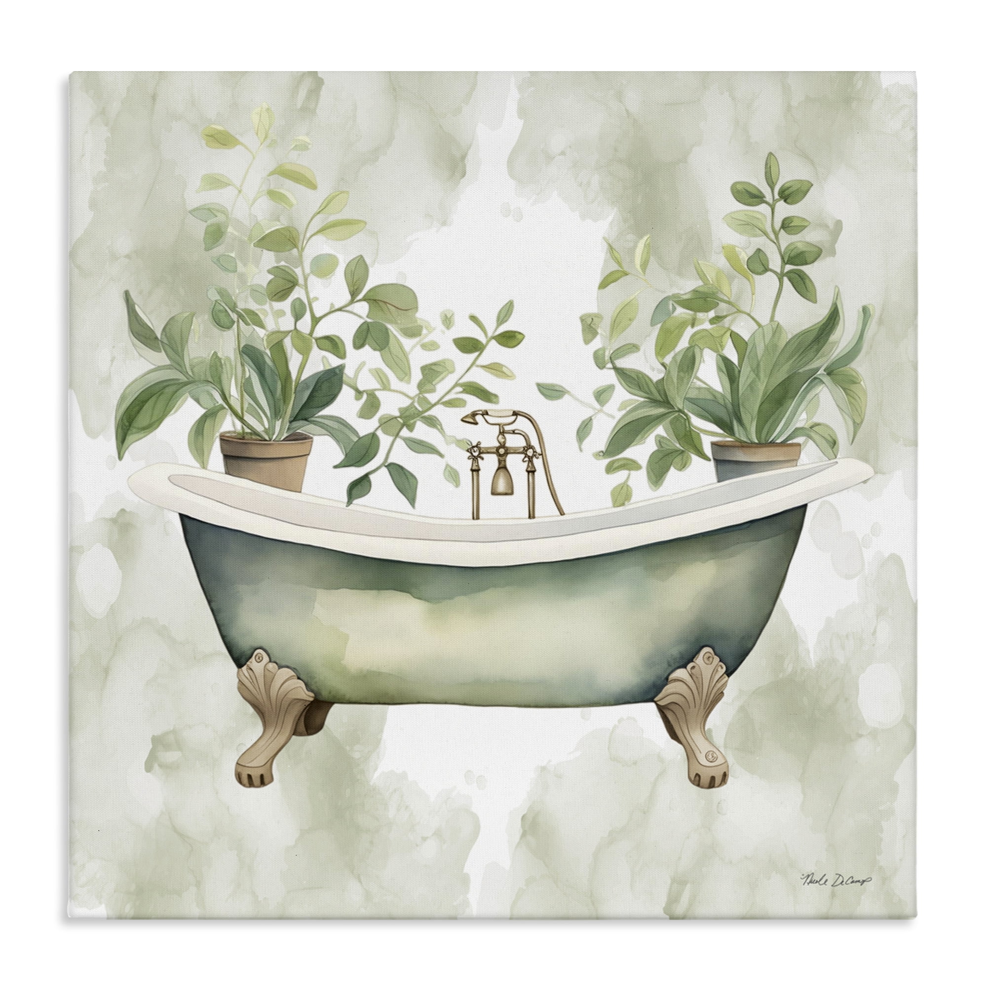 Stupell Industries Bath Oasis with Greenery Canvas Wall Art, design by ...
