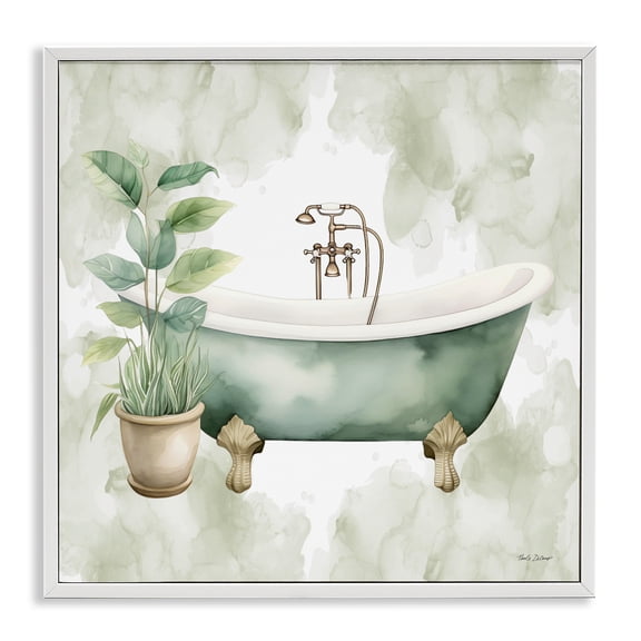 Stupell Industries Bath Oasis with Plant White Framed Giclee Art, design by Nicole DeCamp