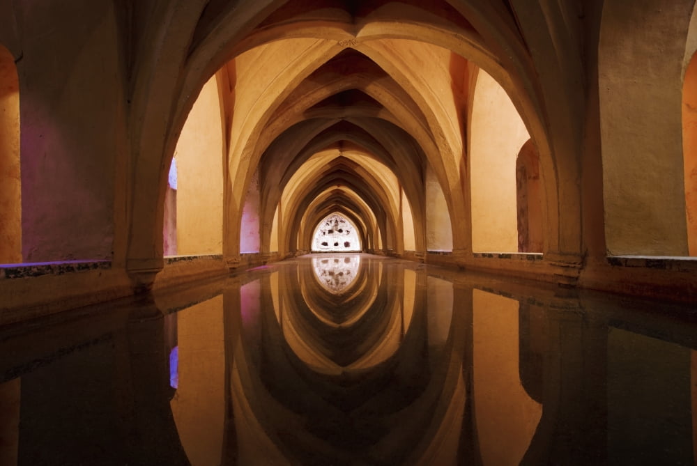 Bath Of Dona Maria De Padilla At Alcazar Canvas Art - Charles Bowman Design Pics (18 x 12)