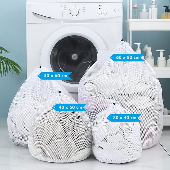 Bath Organizer Reusable Drawstring Laundry Bag Machine Wash Laundry Bag Mesh Bag Laundry Net Space Saving RV Accessories