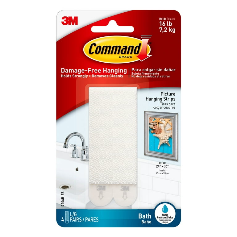 Picture Hanging Strips, Removable, Holds Up to 4 lbs per Pair, 0.75 x 3.65, Black, 4 Pairs/Pack Picture Hanging Strips, Removable, Holds Up to 4 lbs per Pair, 0.75 x 3.65, Black, 4 Pairs/Pack