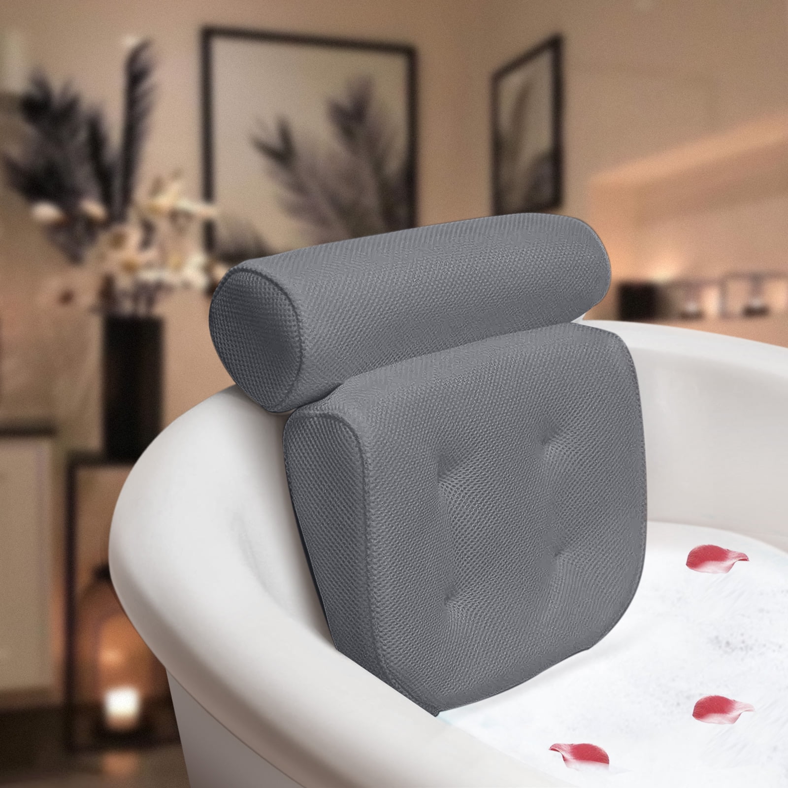 Bath Pillow,Ergonomic Bathtub Spa Pillow with 4D Air Mesh Technology