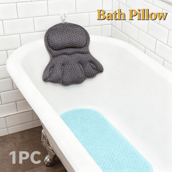 Bath Pillow Ergonomic Luxury Bathtub Pillow with Head,Neck, Shoulder and Back Support, 4D Bath Pillows for tub with 6 Powerful Suction Cups, Fits All Bathtub