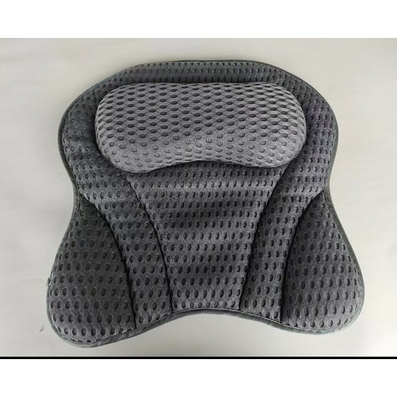 Bath Pillow, Quick-Drying 3D Air Mesh Bathtub Spa Pillow, Relieve Stress,6 Non Slip Suction Cups, Soft and Comfortable Bathtub, Hot Tub, Jacuzzi, Spas,Dark Gray