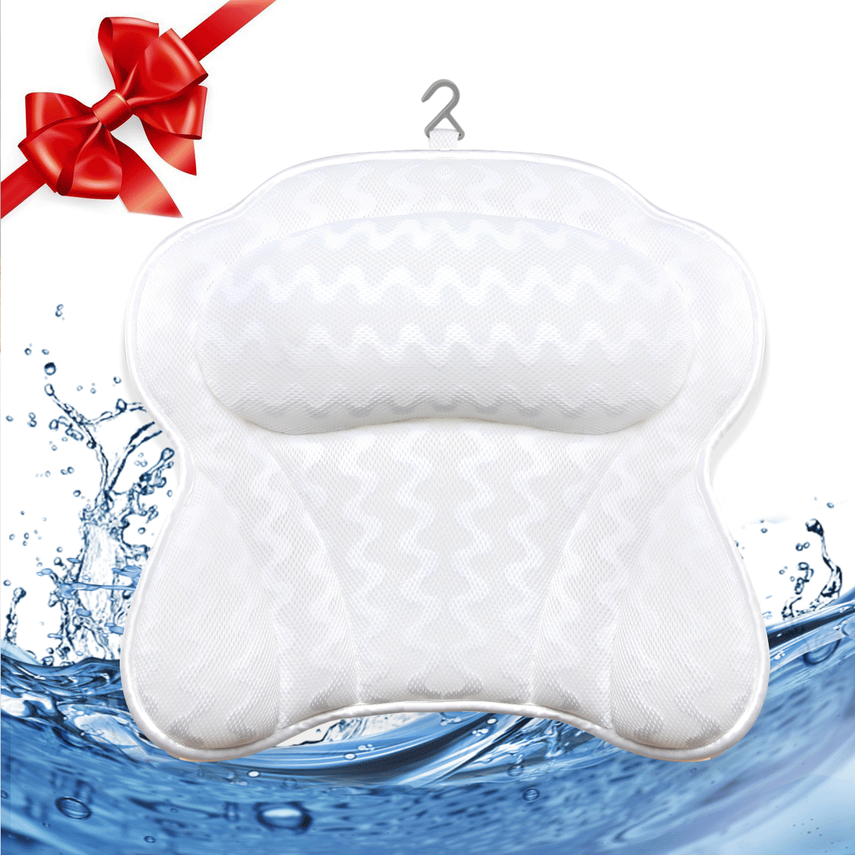 Bath Pillow for Tub, Extra Large Size Pillow Bath Cushion for Bathtub, Hot Tub, Jacuzzi, Home Spa Non-slip Luxury Support for Head, Neck, Back and Shoulders, Strong Suction Cups
