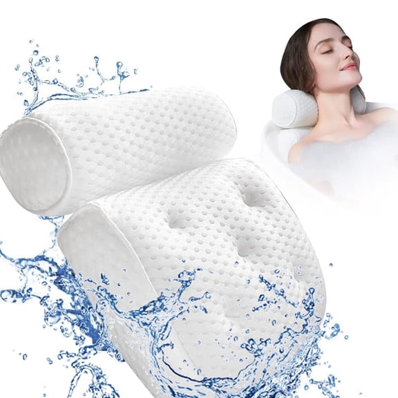 Bath Pillow for Tub Neck Back Support, Soft Bathtub Pillows with Air Mesh and 6 Non-Slip Suction Cups, Luxury Pillows for Tub Neck & Back Support, Bathtub Accessories for Women