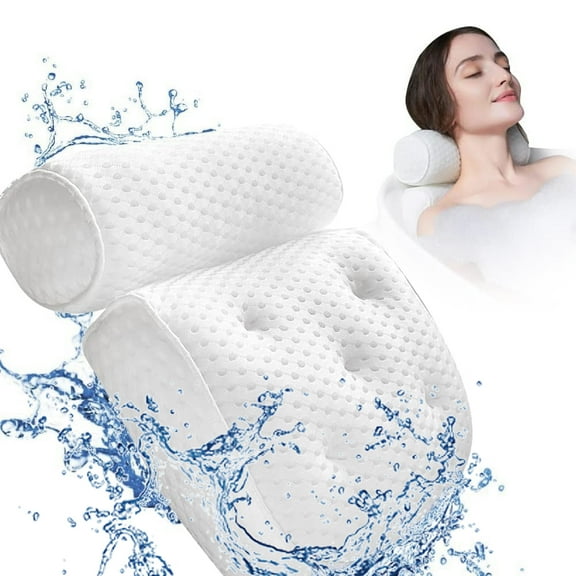 Bath Pillow for Tub Neck Back Support, Soft Bathtub Pillows with Air Mesh and 6 Non-Slip Suction Cups, Luxury Pillows for Tub Neck & Back Support, Bathtub Accessories for Women