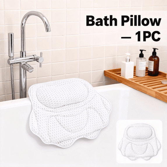 Bath Pillow, Tub Pillow for Bathtub with Strong Non-Slip Suction Cups and Comfortabl 3D AirMesh Bath Pillow for Women &Man