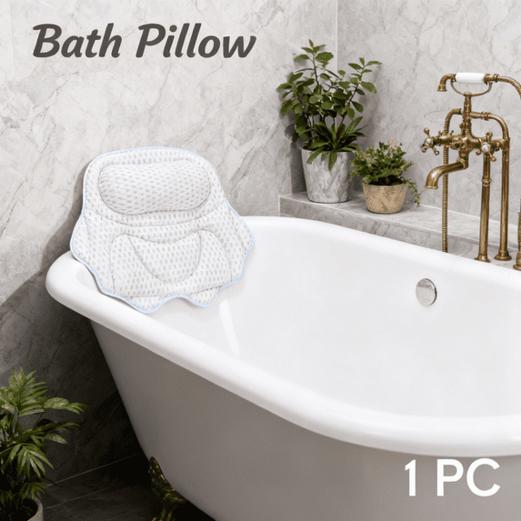 Bath Pillows for Tub,Bath Pillow with 6 Non-Slip Suction Cups,Soft 4D Mesh Fabric,Bathtub Pillows for Tub Neck and Back Support,Extra Thick Luxury Bathtub Pillows,Black/Dark Gray