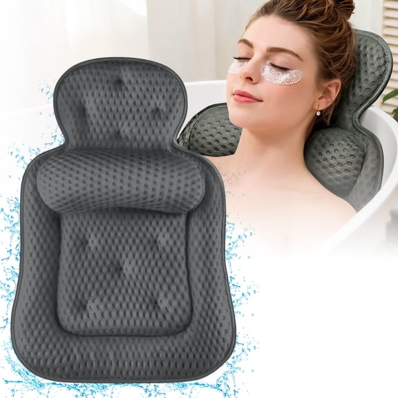 VOXOR 5D Mesh Extra Large Bath Pillow for Tub, Non-Slip Bathtub Cushion with 42 Suction Cups, Relaxing Tub Pillow for Head, Neck and Back Support
