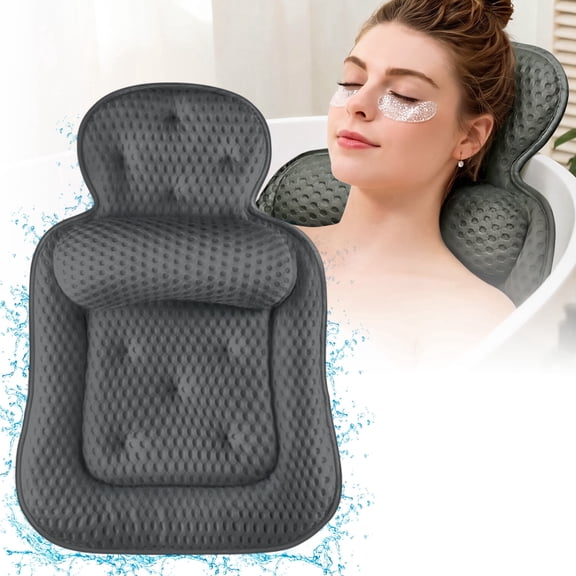 VOXOR Bath Pillow for Tub, Extra Large4D Mesh Tub Pillow with 42 Suction Cups,